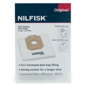 Lot de 4 Sacs extreme king + pré-filtre pour Aspirateur NILFISK ADVANCE 1470286500